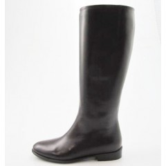 Stivale cerniera in pelle marrone scuro -  