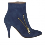 Botines con cremallera en gamuza color azul tacon 9 - Tallas disponibles:  42