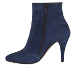 Stivaletto con cerniera in camoscio bluette tacco 9 - Misure disponibili: 42