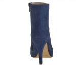Damenstiefelette mit Reissverschluss aus blauem Wildleder Absatz 9 - Verfügbare Größen:  42