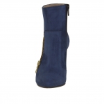 Stivaletto con cerniera in camoscio bluette tacco 9 - Misure disponibili: 42