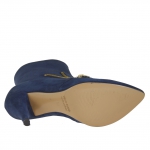 Stivaletto con cerniera in camoscio bluette tacco 9 - Misure disponibili: 42