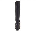Stivale da donna con cerniera e tre fibbie in pelle colore nero tacco 7 - Misure disponibili: 42