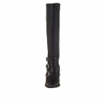 Stivale da donna con cerniera e tre fibbie in pelle colore nero tacco 7 - Misure disponibili: 42