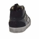 Damenschuh mit Schnürsenkeln aus schwarzem Leder und Wildleder und silbernem Leder Keilabsatz 2 - Verfügbare Größen:  32