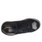 Chaussure pour femmes avec lacets en cuir et daim noir et cuir argent talon compensé 2 - Pointures disponibles:  32