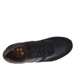 Men's casual shoe with laces in black leather and suede - Available sizes:  37