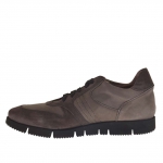 Scarpa da uomo stringata in camoscio e nabuk colore grigio e taupe - Misure disponibili: 37, 47