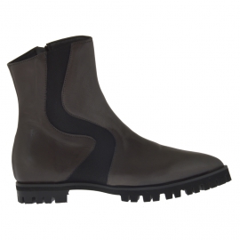 Damenstiefelette mit Rei?verschluss und Gummiband aus grauem Leder Absatz 2 - Verfügbare Größen:  32