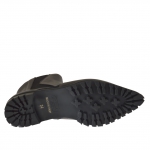 Damenstiefelette mit Rei?verschluss und Gummiband aus grauem Leder Absatz 2 - Verfügbare Größen:  32