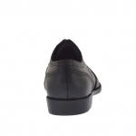 Eleganter Herrenderbyschuh mit Schnürsenkeln und Flügelkappe aus schwarzem Leder - Verfügbare Größen:  51