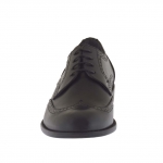 Eleganter Herrenderbyschuh mit Schnürsenkeln und Flügelkappe aus schwarzem Leder - Verfügbare Größen:  51