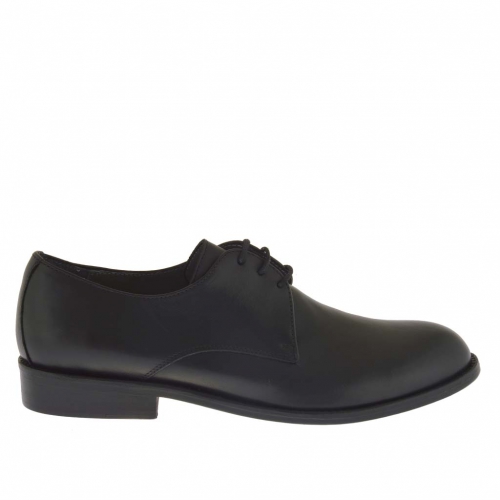 Chaussure derby élégant pour hommes avec lacets en cuir noir - Pointures disponibles:  50