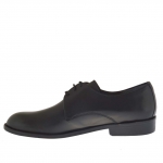 Men's elegant derby shoe with laces in black leather - Available sizes:  50