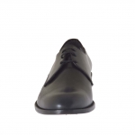 Men's elegant derby shoe with laces in black leather - Available sizes:  50