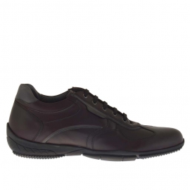 Zapato deportivo para hombre alto al tobillo en piel granate - Tallas disponibles:  47
