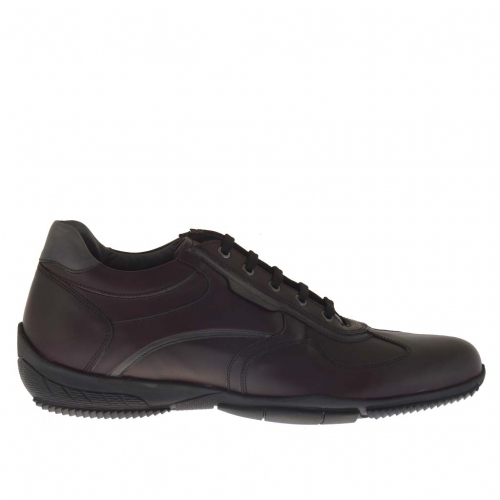 Sportif talon haut chaussure pour hommes avec lacets en cuir bordeaux - Pointures disponibles:  47
