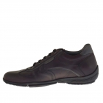 Sportif talon haut chaussure pour hommes avec lacets en cuir bordeaux - Pointures disponibles:  47