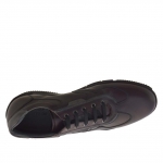 Sportif talon haut chaussure pour hommes avec lacets en cuir bordeaux - Pointures disponibles:  47