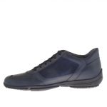 Scarpa da uomo stringata sportiva in camoscio e pelle blu - Misure disponibili: 46