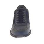 Sportlicher Herrenschuh mit Schnürsenkeln aus blauem Leder und Veloursleder - Verfügbare Größen:  46