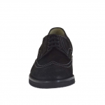 Zapato para hombre con cordones y decoraciones Brogue en nubuk de color negro - Tallas disponibles:  36