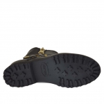 Bottines pour femmes avec fermeture éclair, boucle et goujons en cuir noir talon 3 - Pointures disponibles:  32