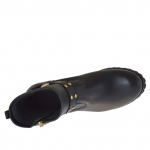 Botines para mujer con cremallera, hebilla y tachuelas en piel negra tacon 3 - Tallas disponibles:  32