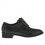 Chaussure pour femmes avec fermeture éclair en cuir gris talon 3 - Pointures disponibles:  46