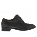Chaussure pour femmes avec fermeture éclair en cuir gris talon 3