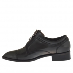 Chaussure pour femmes avec fermeture éclair en cuir gris talon 3 - Pointures disponibles:  46