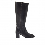 Bottes pour femmes avec deux fermetures éclair en cuir noir talon 7 - Pointures disponibles:  42
