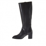 Stivale da donna con due cerniere in pelle nera tacco 7 - Misure disponibili: 42