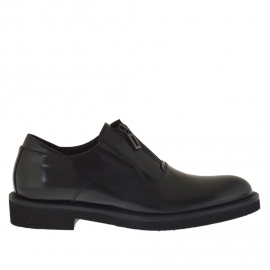 Scarpa da uomo accollata elegante con cerniera in pelle nera - Misure disponibili: 36, 47