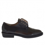 Chaussure pour femmes en cuir noir et marron talon 3 - Pointures disponibles:  46