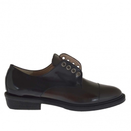 Scarpa accollata da donna in pelle nera e marrone tacco 3 - Misure disponibili: 46