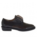 Chaussure pour femmes en cuir noir et marron talon 3
