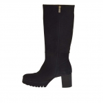Stivale da donna con cerniera in nabuk nero tacco 7 - Misure disponibili: 42