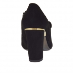 Zapato cerrado a punta con cremallera en gamuza negra tacon 8 - Tallas disponibles:  31