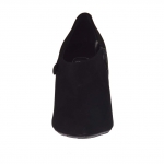 Scarpa accollata a punta da donna con cerniera in camoscio nero tacco 8 - Misure disponibili: 31
