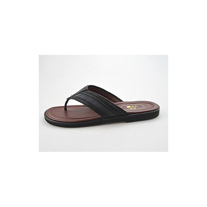 Infradito pelle nero+grigio -  