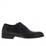 Chaussure élégante richelieu pour hommes avec lacets en cuir verni noir - Pointures disponibles:  36, 37, 47, 48, 50