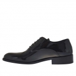 Chaussure élégante richelieu pour hommes avec lacets en cuir verni noir - Pointures disponibles:  36, 37, 47, 48, 50