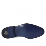 Elegante zapato para hombre con cordones opcionales en piel y charol de color azul oscuro - Tallas disponibles:  48, 50