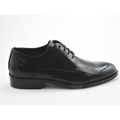Chaussure derby à lacets pour hommes en cuir noir - Pointures disponibles:  50