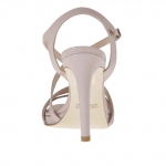 Sandale pour femmes avec courroie entrecroisé et plateforme en cuir verni rose, gris et ivoire talon 9 - Pointures disponibles:  42