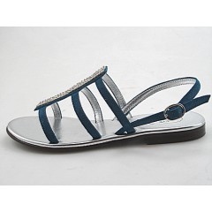 Sandal with rhinestones in blue suede heel 1 - Available sizes:  31