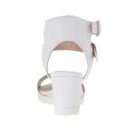 Sandale pour femmes avec double courroie en cuir blanc talon compensé 5 - Pointures disponibles:  42