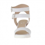 Sandalo da donna con doppio cinturino in pelle colore bianco zeppa 5 - Misure disponibili: 42