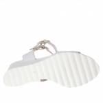 Sandale pour femmes avec double courroie en cuir blanc talon compensé 5 - Pointures disponibles:  42